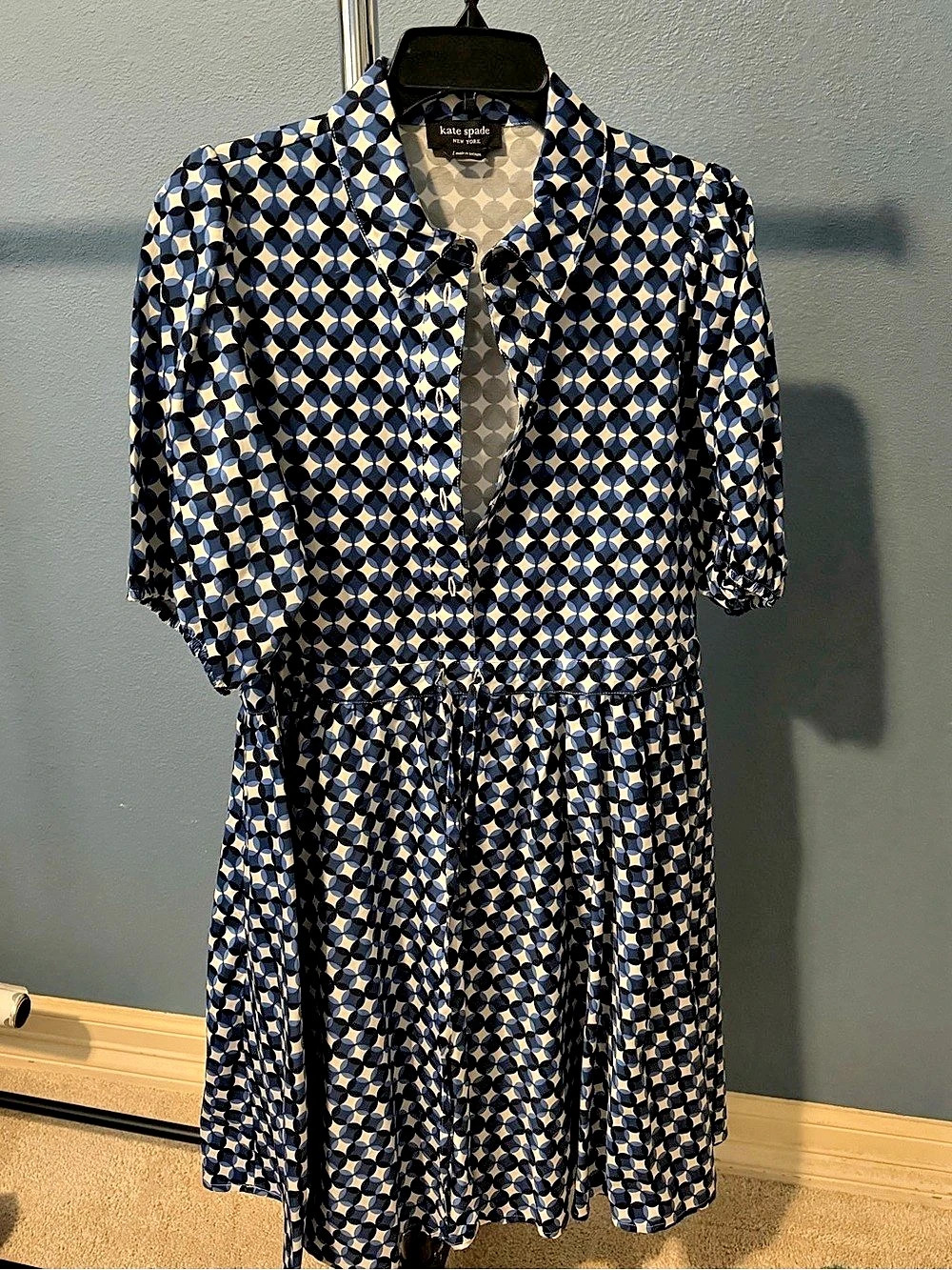 Kate Spade Geometric Mini Dress in Blue & Black Size Large